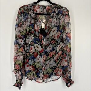 NWT Anthropologie The Marais Printed Chiffon Blouse - Size Small